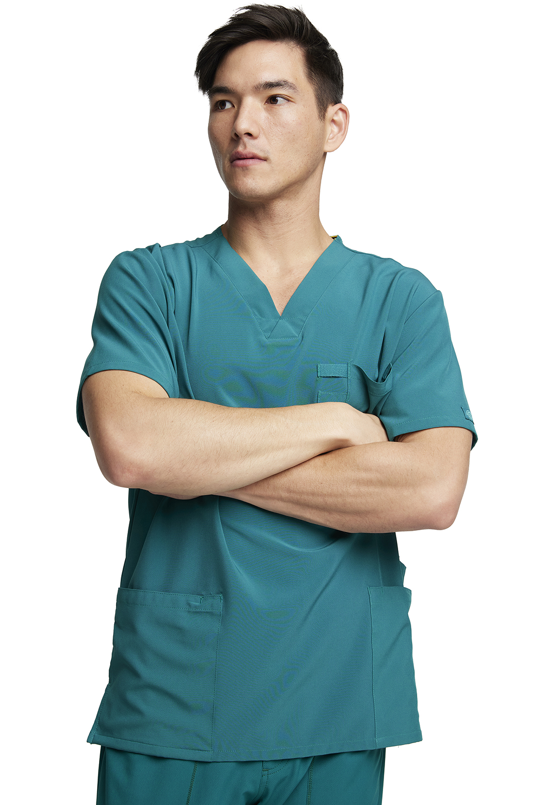 Dickies EDS Essentials Scrubs Top for Men V-Neck DK645, XS, Hunter Green